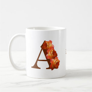 Caneca De Café Rosa de Laranja Monograma Inicial A Seu Nome