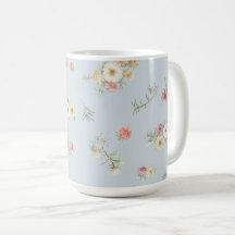 Rosa de Musgo Azul Cinza Suave Floral Aquarela