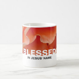 Caneca De Café Rosa de Pêssego Floral Personalizada BENDITA