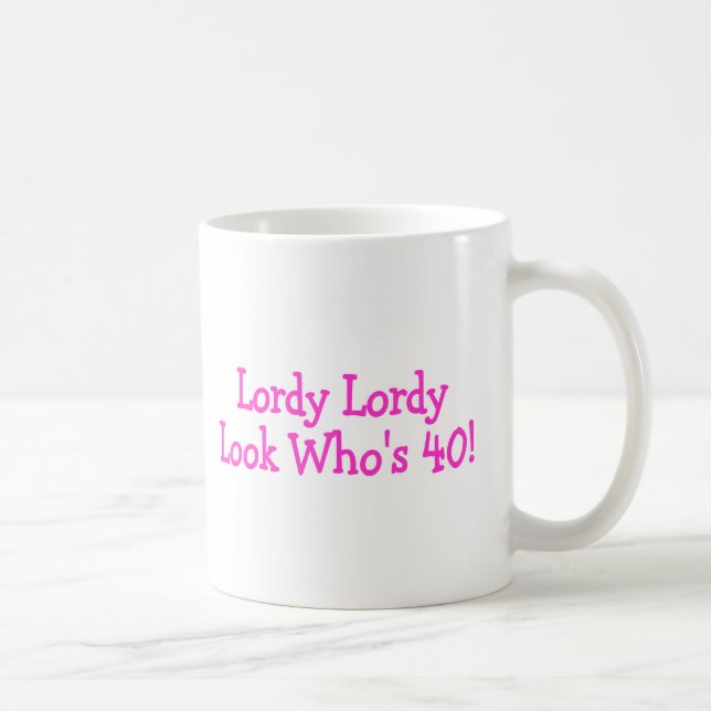 Caneca De Café Rosa de Whos 40 do olhar de Lordy Lordy (Direita)