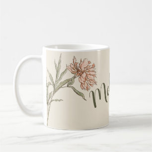 Caneca De Café Rosa Desmaiado Floral Personalizado Aquarela Vinta