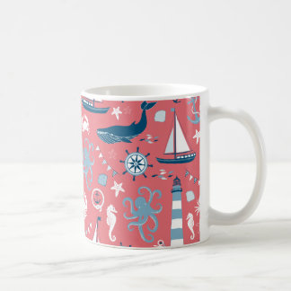Caneca De Café Rosa do oceano náutico