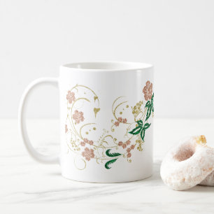 Caneca De Café Rosa Dourada de Luxo e Floral Brilhante Verde Esme