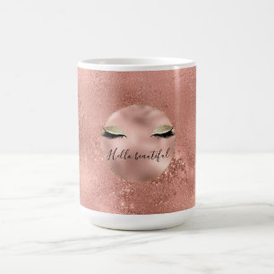 Caneca De Café Rosa Dourado Glitzy Eyelashes Preto