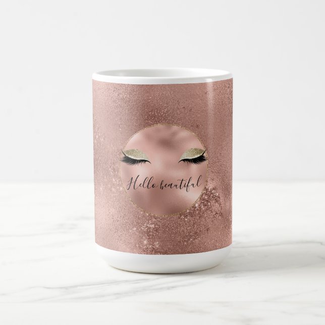Caneca De Café Rosa Dourado Glitzy Eyelashes Preto (Centro)