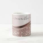 Caneca De Café Rosa Dourado Nome manuscrito Glitter Sparkle Bling<br><div class="desc">Este design pode ser personalizado na área fornecida pela alteração da foto e/ou do texto. Ou pode ser personalizado escolhendo o clique para personalizar outra opção e excluir ou alterar a cor do plano de fundo, adicionar texto, alterar a cor ou o estilo do texto ou excluir o texto de...</div>