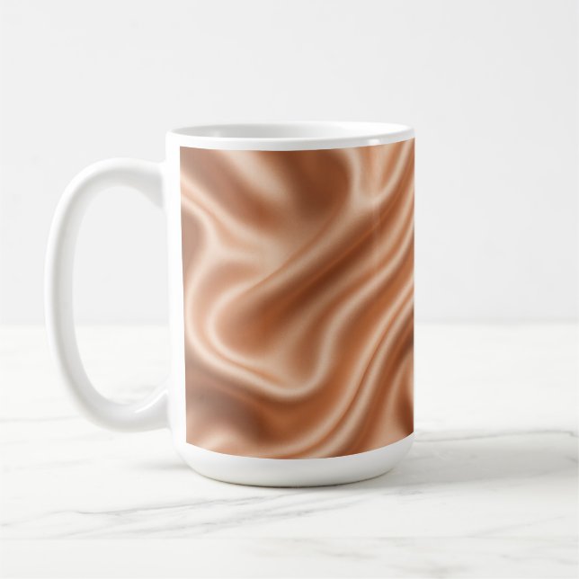 Caneca De Café Rosa Dourado Seda Cetim Padrão Abstrato Luxo (Esquerda)
