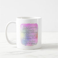 Caneca de café rosa e dourada da Oração da Serenid