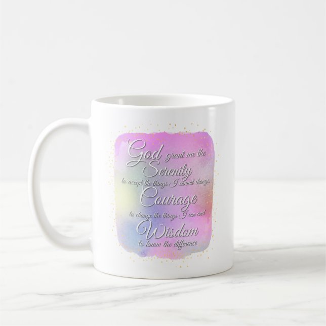 Caneca de café rosa e dourada da Oração da Serenid (Esquerda)