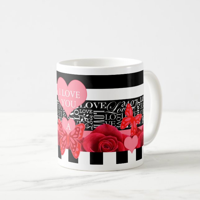 Caneca De Café Rosa e estilo de quadro negro Mug (Frente Esquerda)