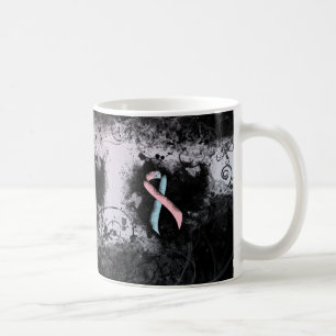 Caneca De Café Rosa e luz - coração do Grunge da fita azul
