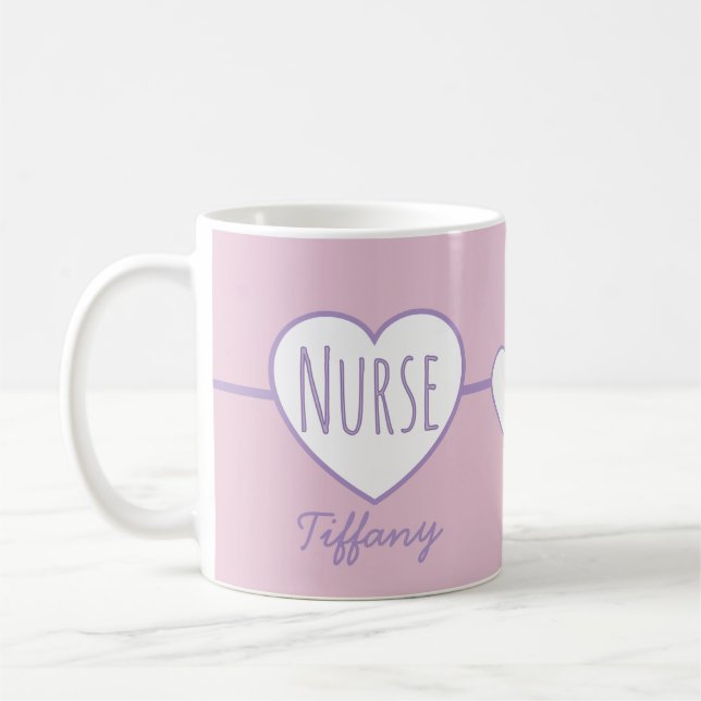 Caneca de café Rosa e Roxo Nurse Heart (Esquerda)