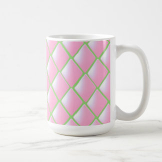 Caneca De Café Rosa e Verde Diamantes Matelassados