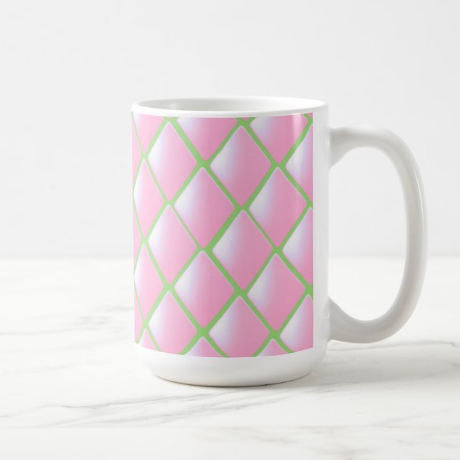 Caneca De Café Rosa e Verde Diamantes Matelassados (Direita)