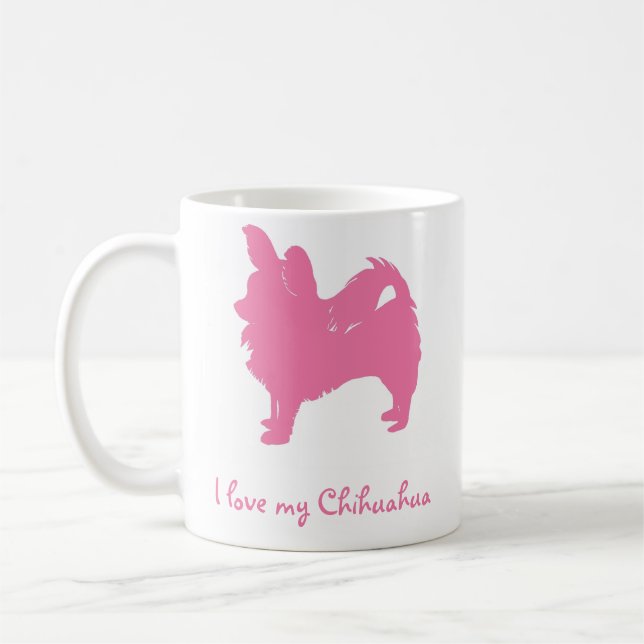 Caneca De Café Rosa eu amo minha chihuahua (Esquerda)