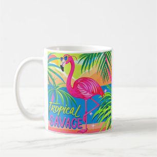 Caneca De Café Rosa flamingo Tropical de pé numa perna