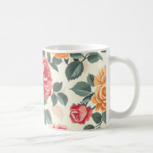 Rosa Floral Laranja e Dourado