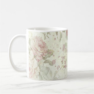 Caneca De Café Rosa Floral Shabby Chic Rosa