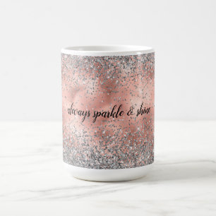 Caneca De Café Rosa Glam Rosa Glitz Silver Glitz