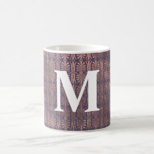 Caneca De Café Rosa Glamouroso Dourado Folha e Lavanda Art Déco