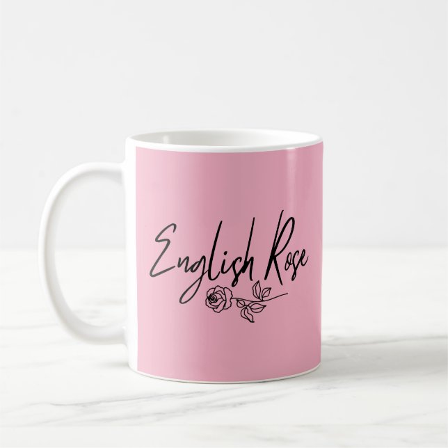 Caneca De Café Rosa Inglesa TIPOGRAFIA ESTILO MANUSCRITO (Esquerda)