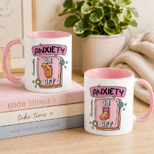Caneca de Café Rosa Interruptor de Ansiedade Ligar