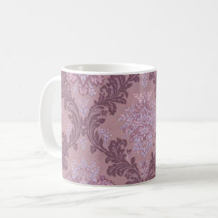 Caneca De Café Rosa Lavanda Empoeirada Lilás Mauve Damask Elegant