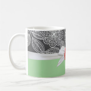 Caneca De Café Rosa Luxury Green Floral Damask Mug