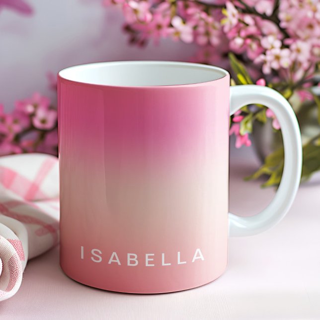 Caneca De Café Rosa Moderno Degradê Ombre Personalizado (Criador carregado)