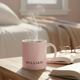 Caneca De Café Rosa Pastel Personalizado com Nome