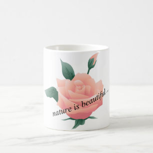 Caneca De Café Rosa (Peach) - Natureza bonita