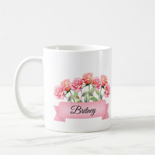 Caneca De Café Rosa Personalizada de Flor de Nascimento de Junho