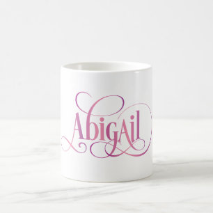 Caneca De Café Rosa personalizado de Abigail do roteiro de Swirly