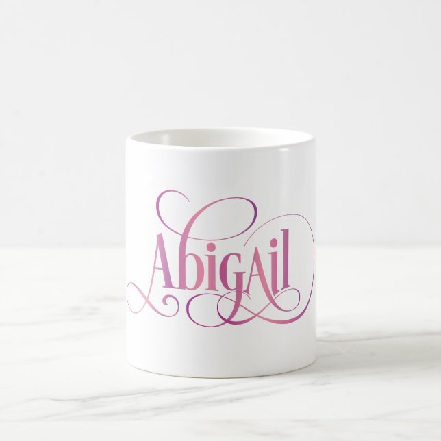 Caneca De Café Rosa personalizado de Abigail do roteiro de Swirly (Centro)