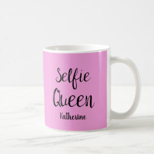 Caneca De Café Rosa personalizado nome da rainha de Selfie