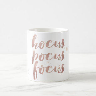 Caneca De Café Rosa PixDezines Hocus/Pocus/Focus/Faux Dourado