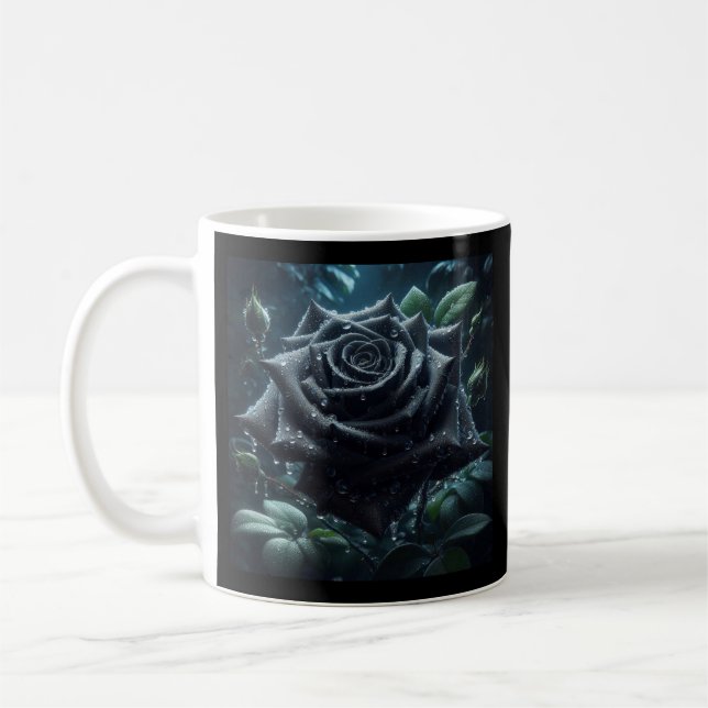 Caneca De Café Rosa preto floral (Esquerda)