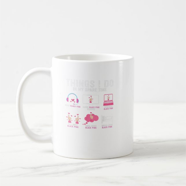 Caneca De Café Rosa Preto Na Sua Área K Pop Kpop Korea Pop (Esquerda)