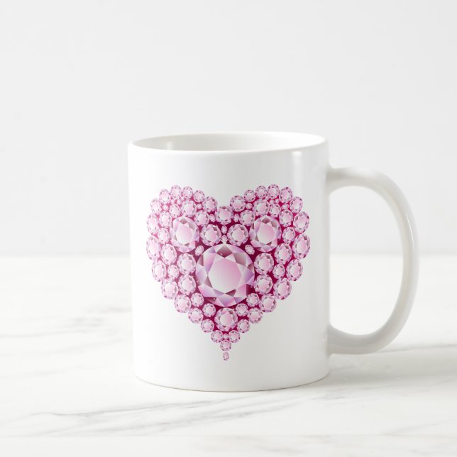 Caneca De Café Rosa Quartz Heart Gems (Direita)