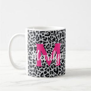 Caneca de Café Rosa Quente com Impressão de Leopar