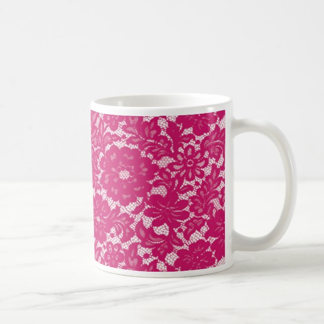 Caneca De Café Rosa quente com renda (Direita)