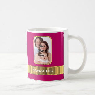 Caneca De Café Rosa quente e ouro personalizados