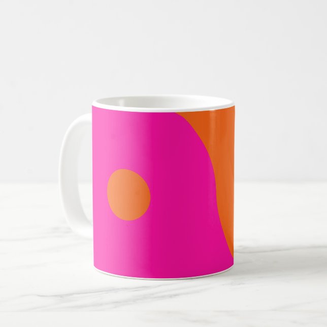 Caneca De Café Rosa Quente E Yin Yang Laranja (Frente Esquerda)