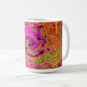 Caneca De Café Rosa Quente Groovy Abstrato Retro Líquido Turbilhã