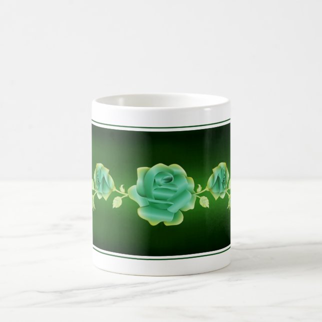 Caneca De Café Rosa rosa com Design de Metálico Verde (Centro)