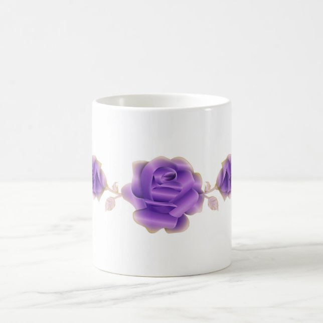 Caneca De Café Rosa rosa Design Metálico Roxo (Centro)