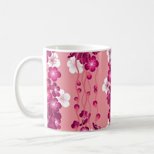 Caneca De Café Rosa rosa floresce: fundo sem problemas. (Esquerda)