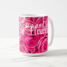 Caneca de Café Rosa Rosa Pare e Compre As Flores