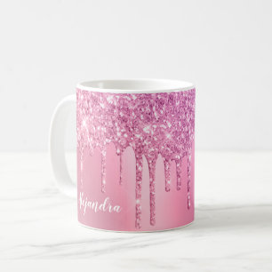 Caneca De Café Rosa rosa-rosa esplêndido dourado e púrpura gotas