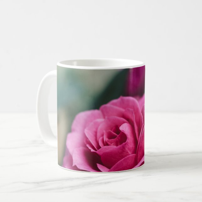 Caneca De Café Rosa Rosa Rosa Romântica (Frente Esquerda)
